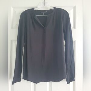 Banana Republic Blouse Top Shirt Woman Black Long Sleeves Shirt XS Pleated